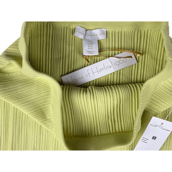 House of Harlow 1960 Long Ribbed Pencil Skirt Side Slit Lime Sherbert Size M - Picture 4 of 7